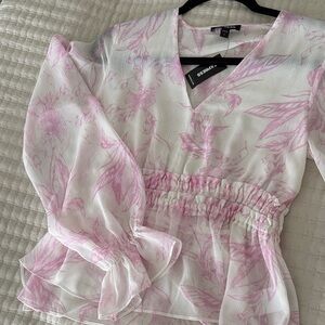 Express Sheer Pink Floral Blouse